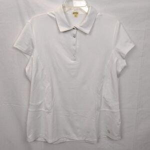 Swing Button/Snap Up Collar Tee White Breathable Golf Shirt Size XL Extra Large